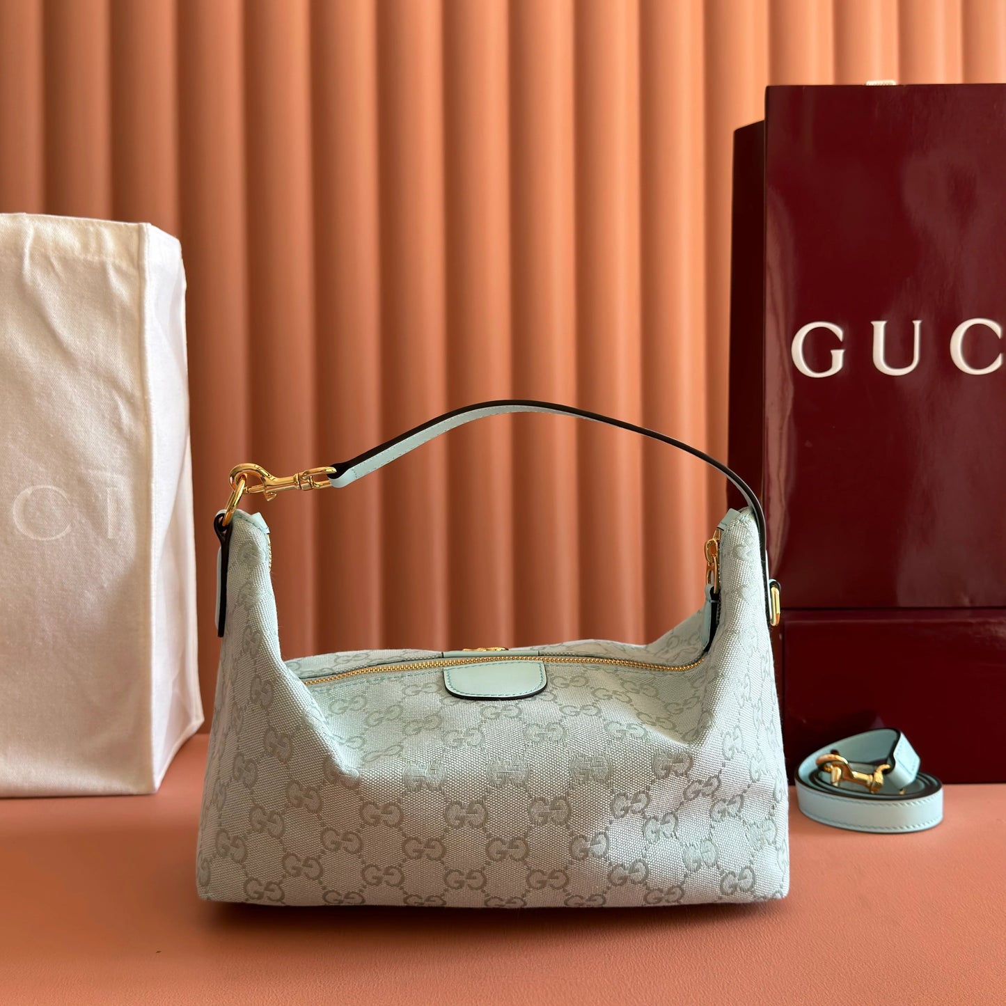 Gucci 2026 Vanity GG-Canvas Top Handle Bag 27.5cm Green Canvas Leather 280774