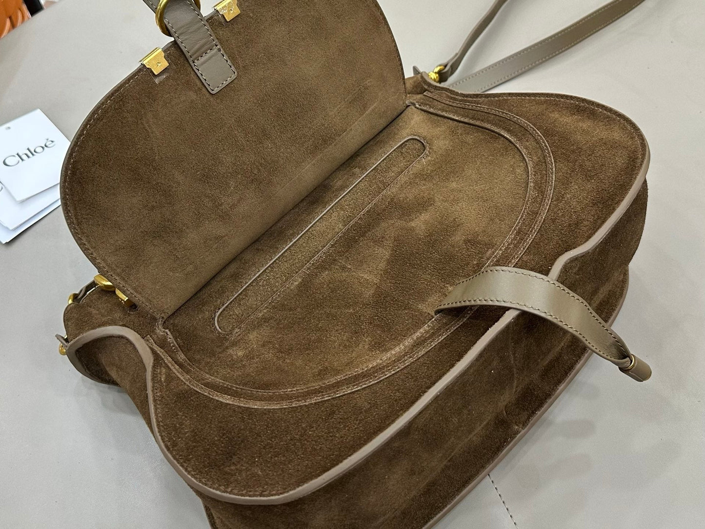 Chloe Marcie Bag Dark Brown Suede 281259