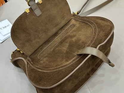 Chloe Marcie Bag Dark Brown Suede 281259