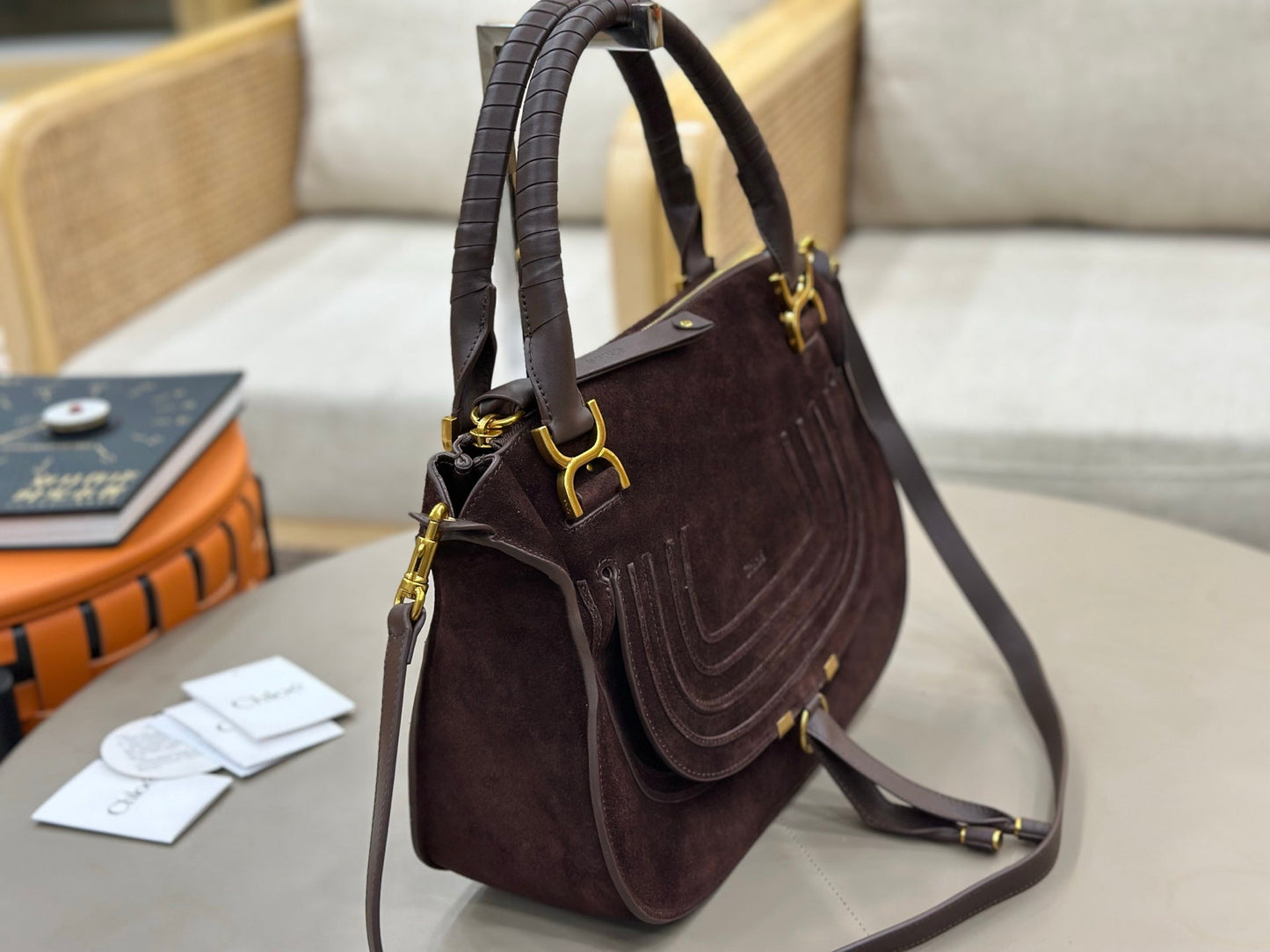 Chloe Marcie Bag Brown - Red Suede 281253