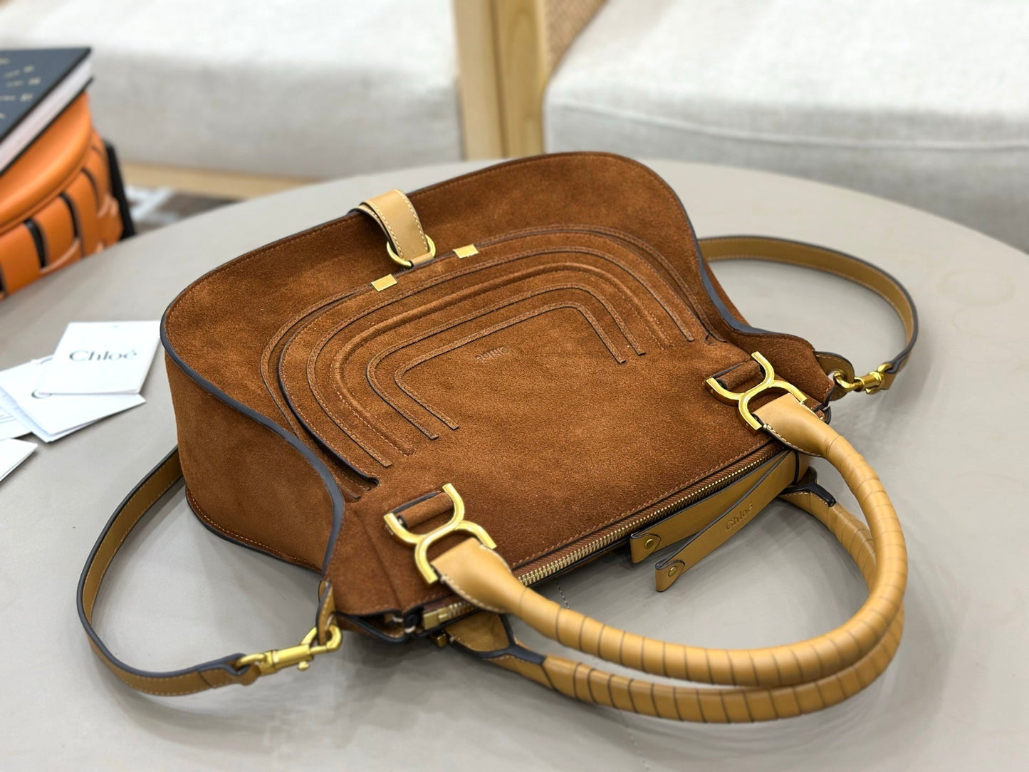 Chloe Marcie Bag Camel Suede 281247