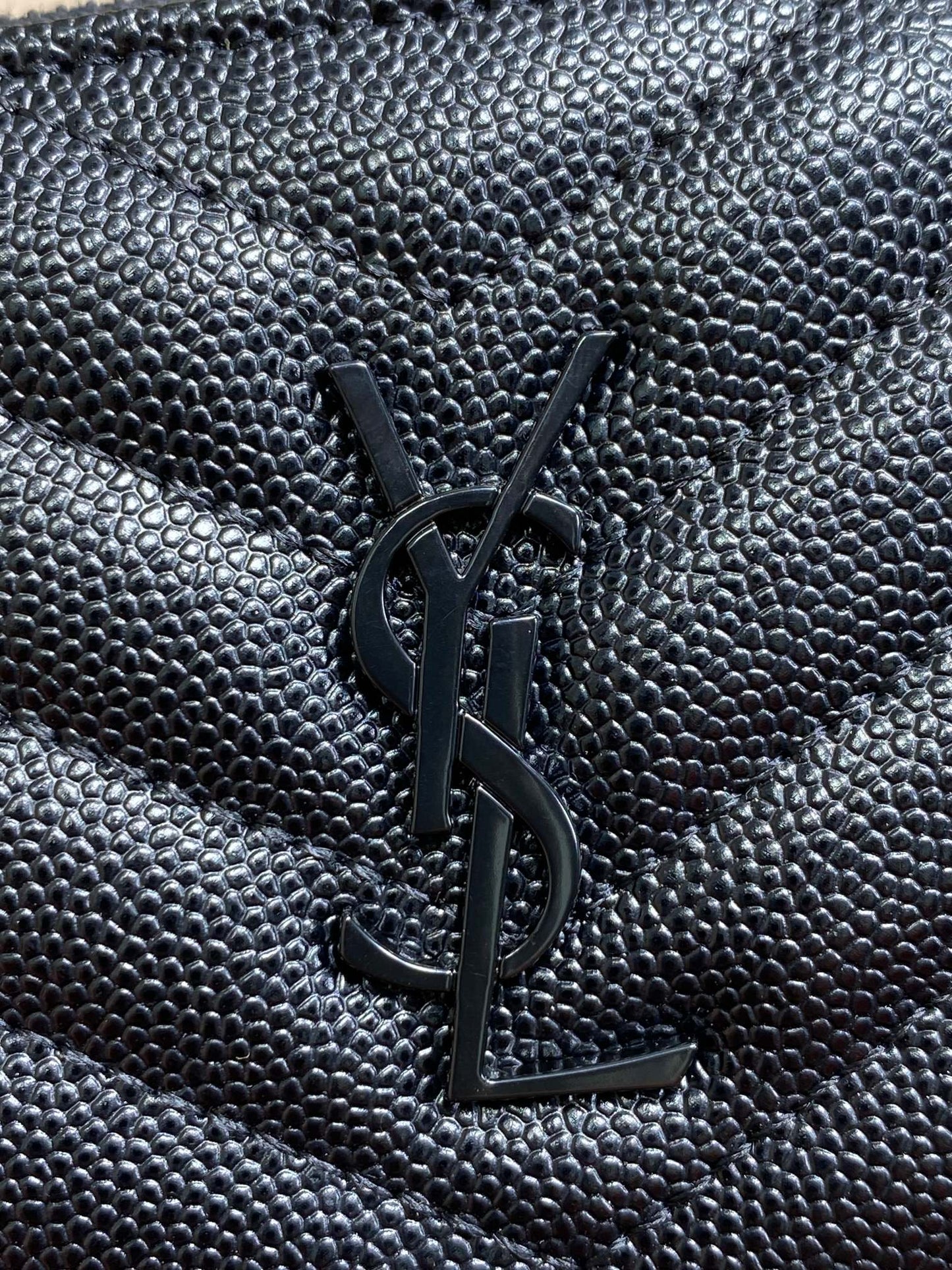 YSL Cassandre Matelassé Bi-Fold Wallet Full Black Caviar Cowhide