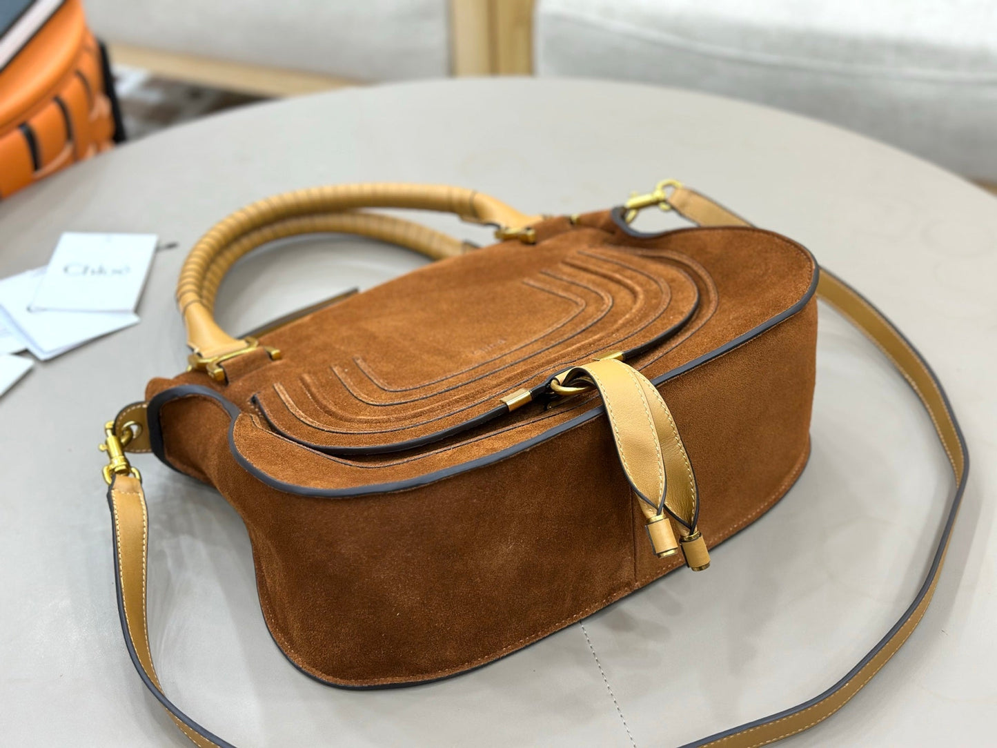 Chloe Marcie Bag Camel Suede 281247