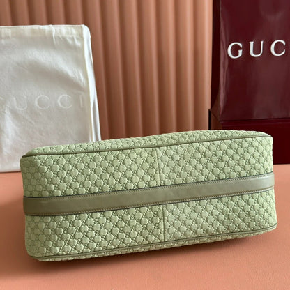 Gucci 2026 Half Horsebit Bag 38cm Green Suede Leather 277351