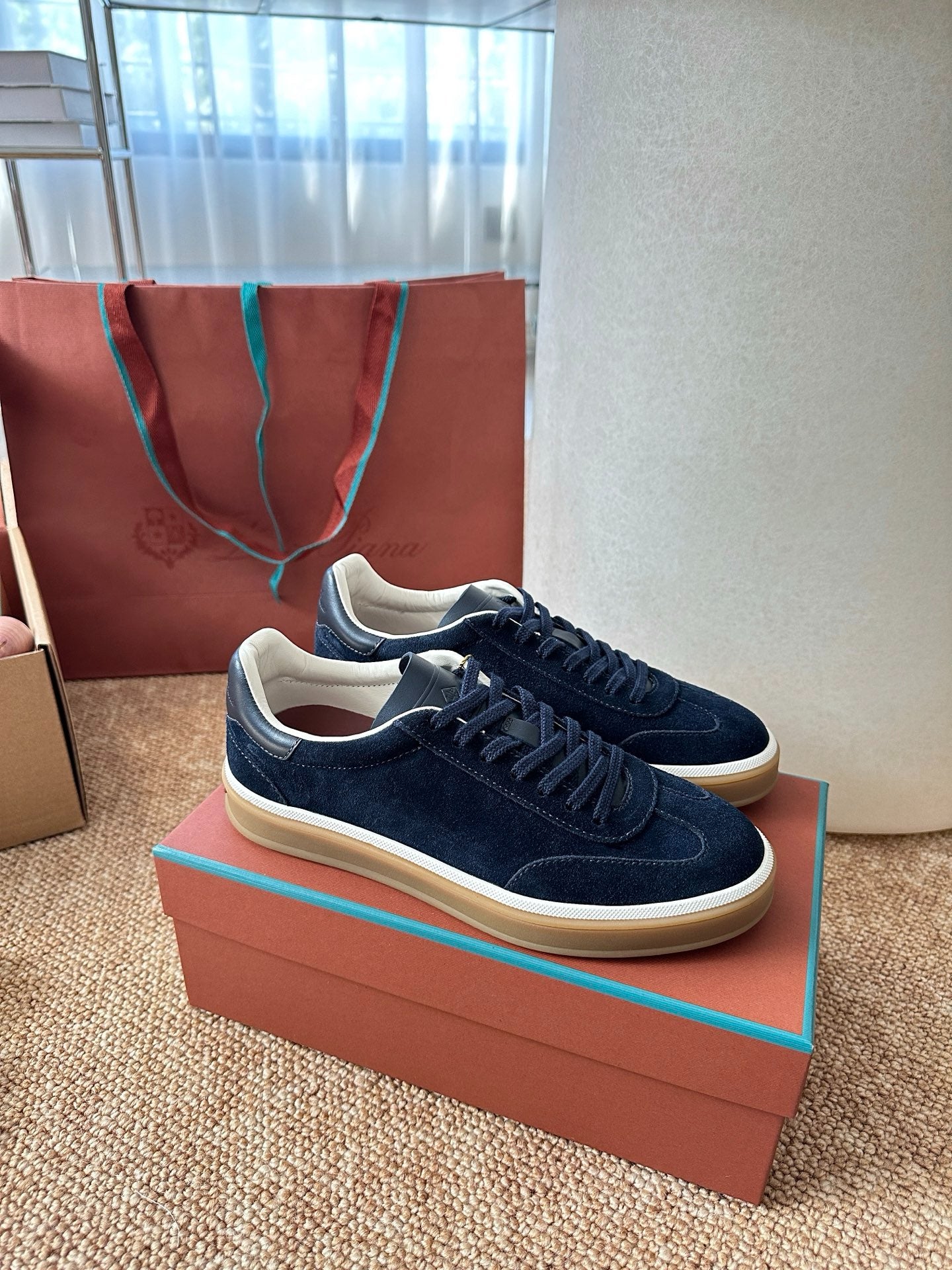 Loro Piana Suede Low-Top Sneakers - Navy Blue