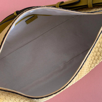 Gucci 2026 Half Horsebit Bag 38cm Yellow Suede Leather 277350