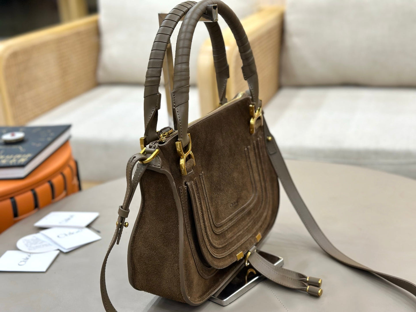 Chloe Small Marcie Bag Dark Brown Suede 281261
