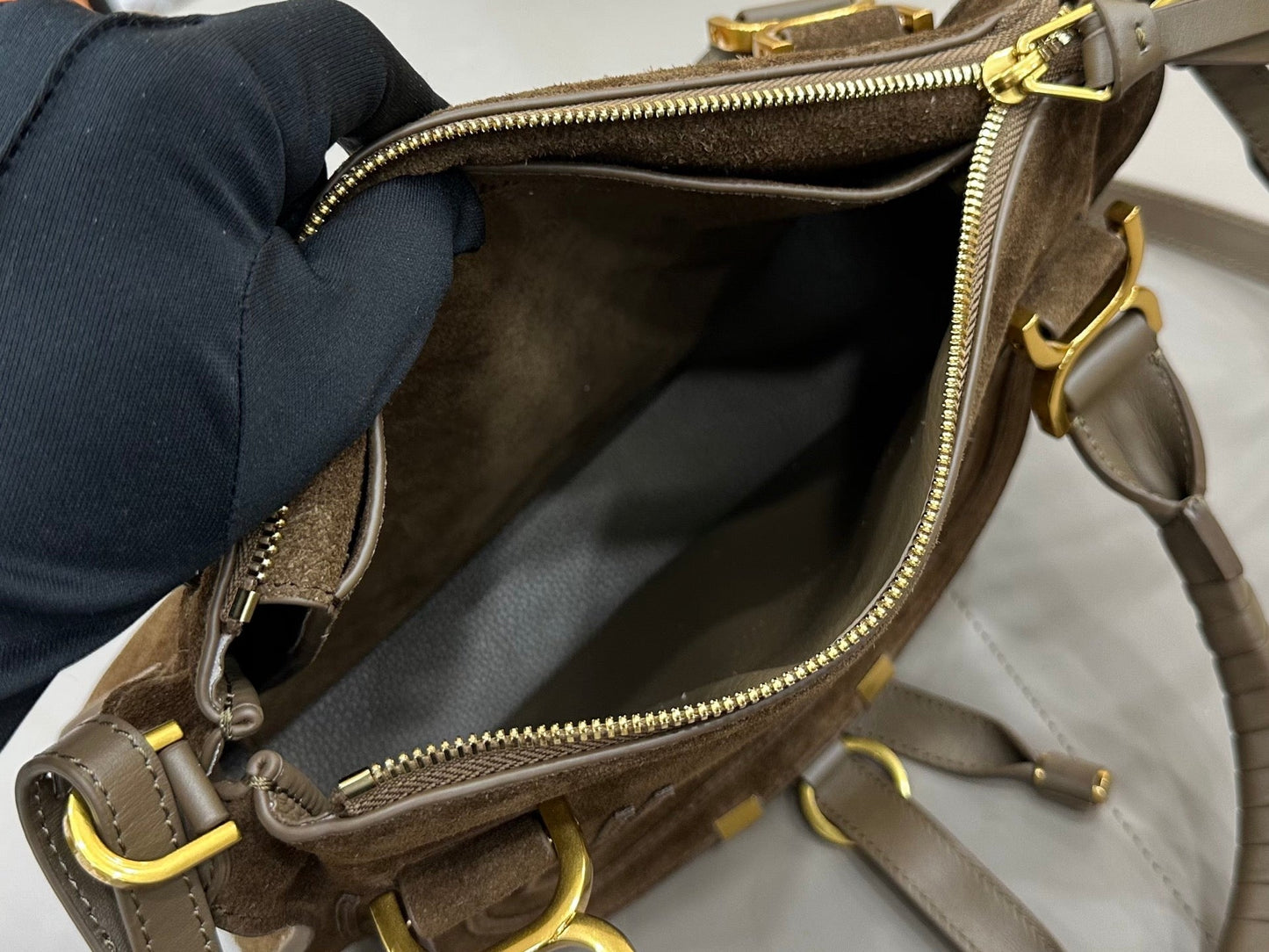 Chloe Small Marcie Bag Dark Brown Suede 281261
