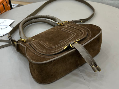 Chloe Small Marcie Bag Dark Brown Suede 281261