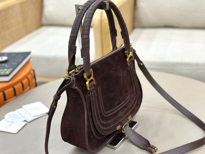 Chloe Small Marcie Bag Brown - Red Suede 281256