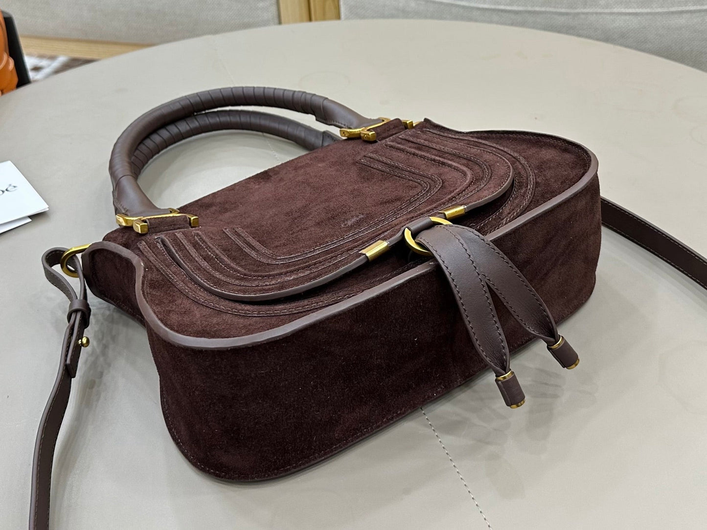 Chloe Small Marcie Bag Brown - Red Suede 281256