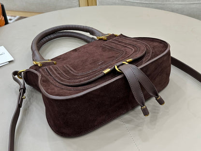Chloe Small Marcie Bag Brown - Red Suede 281256