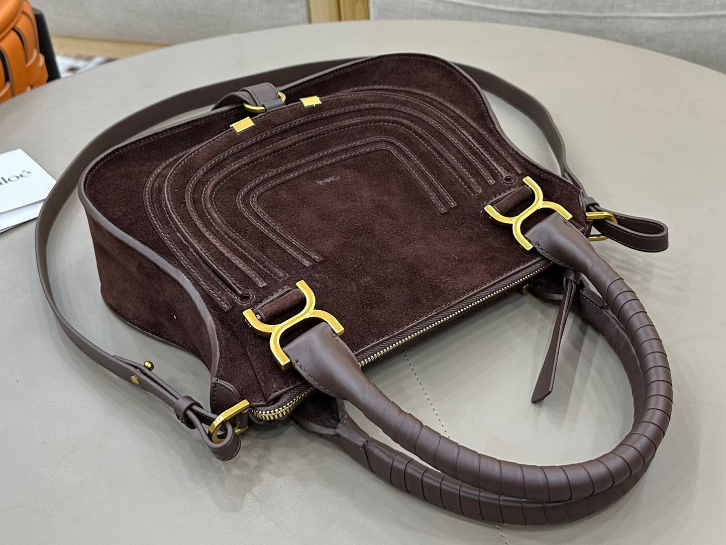 Chloe Small Marcie Bag Brown - Red Suede 281256
