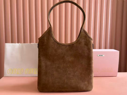 Miu IVY Hobo Bag Brown Suede