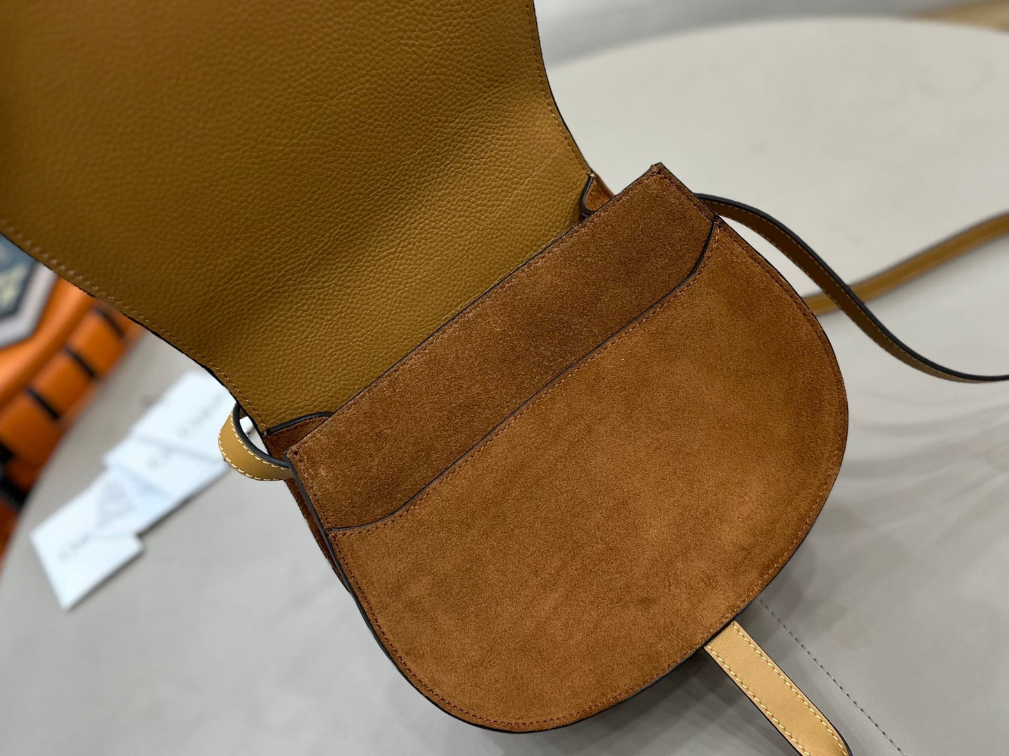 Chloe Marcie Saddle Bag Camel Suede 281245