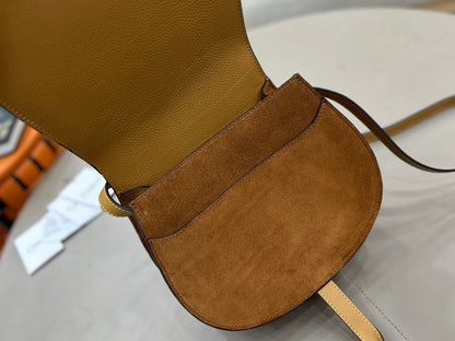 Chloe Marcie Saddle Bag Camel Suede 281245