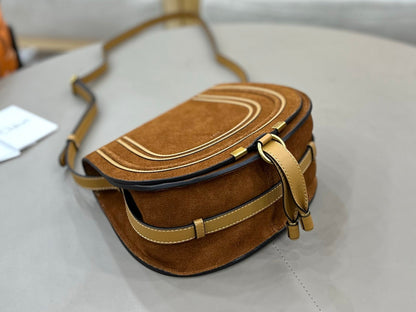 Chloe Marcie Saddle Bag Camel Suede 281245