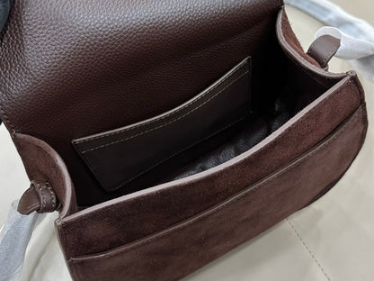 Chloe Marcie Saddle Bag Brown- Red Suede 281239