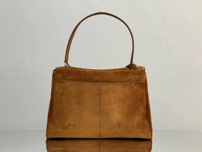 Balenciaga Medium Bag 35 Camel Brown Suede Sliver Hardware