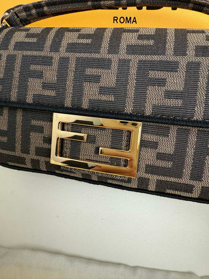 Fendi Baguette Mini FF Bag Brown Jacquard Fabric