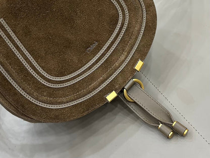 Chloe Marcie Saddle Bag Taupe Suede 281232