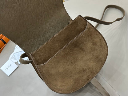Chloe Marcie Saddle Bag Taupe Suede 281232