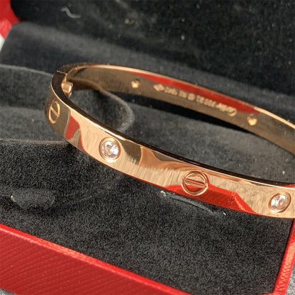 Rose Gold Love Bracelet with Half Diamond Design