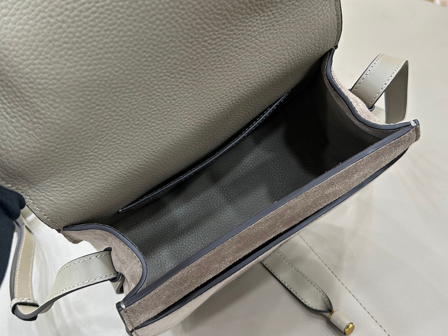 Chloe Marcie Saddle Bag Grey Suede 281226