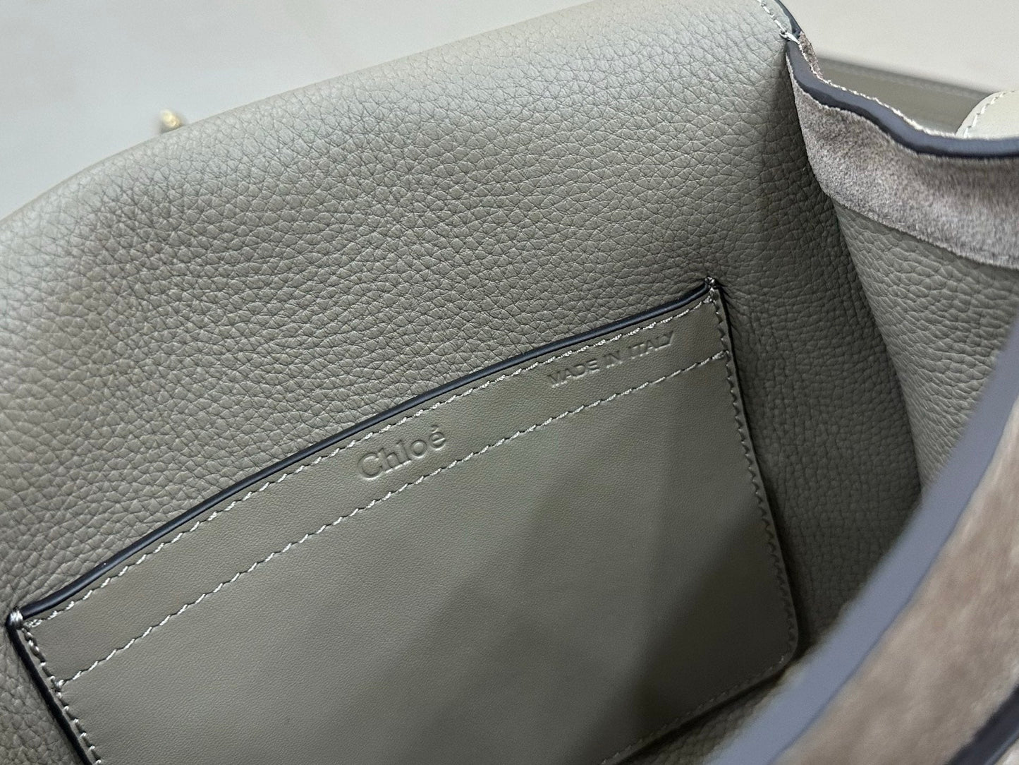 Chloe Marcie Saddle Bag Grey Suede 281226