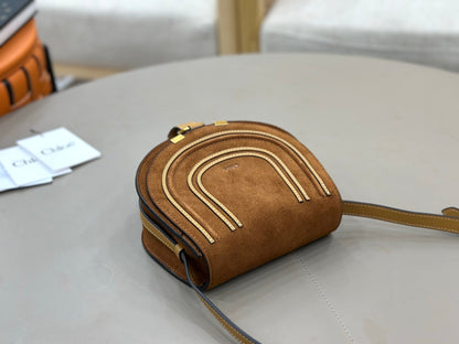 Chloe Small Marcie Saddle Bag Camel Suede 281242