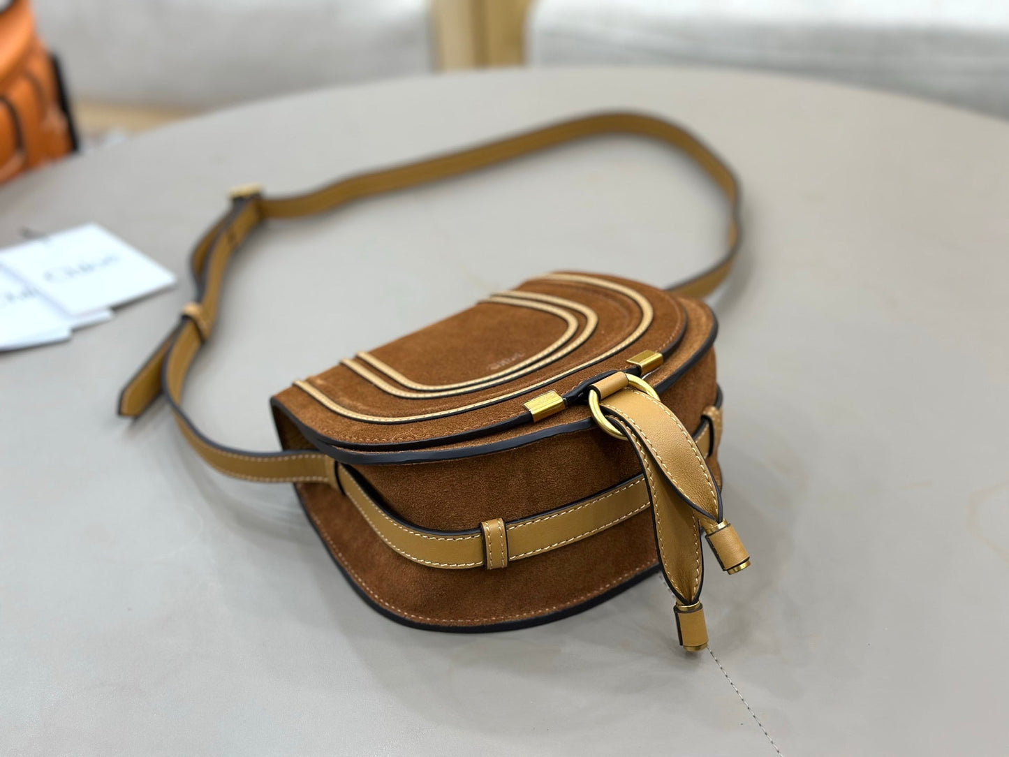 Chloe Small Marcie Saddle Bag Camel Suede 281242
