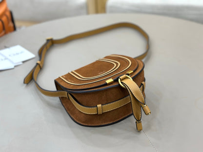 Chloe Small Marcie Saddle Bag Camel Suede 281242