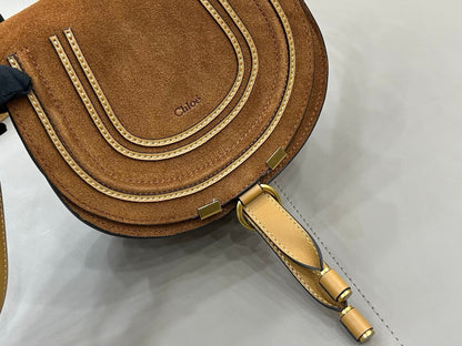 Chloe Small Marcie Saddle Bag Camel Suede 281242