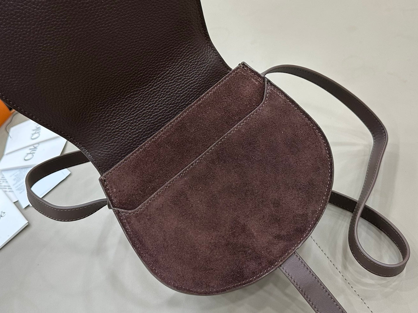 Chloe Small Marcie Saddle Bag Brown - Red Suede 281236