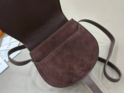 Chloe Small Marcie Saddle Bag Brown - Red Suede 281236