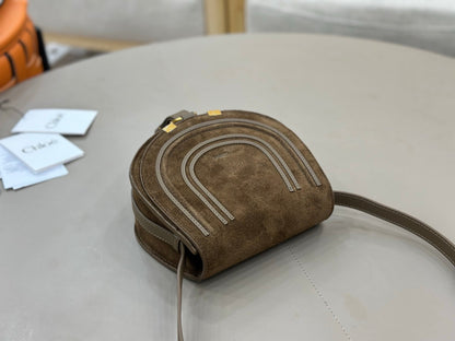 Chloe Small Marcie Saddle Bag Dark Brown Suede 281229