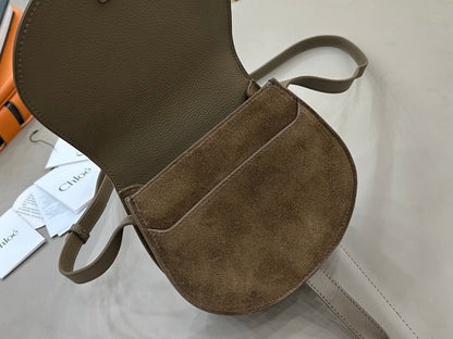 Chloe Small Marcie Saddle Bag Dark Brown Suede 281229