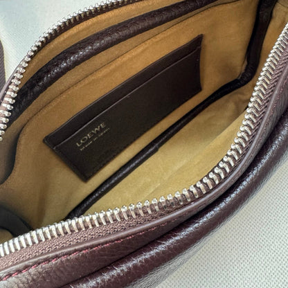 Loewe 2025 Small Pebble Messenger Bag Cinnabar Red Grained Calfskin 274595