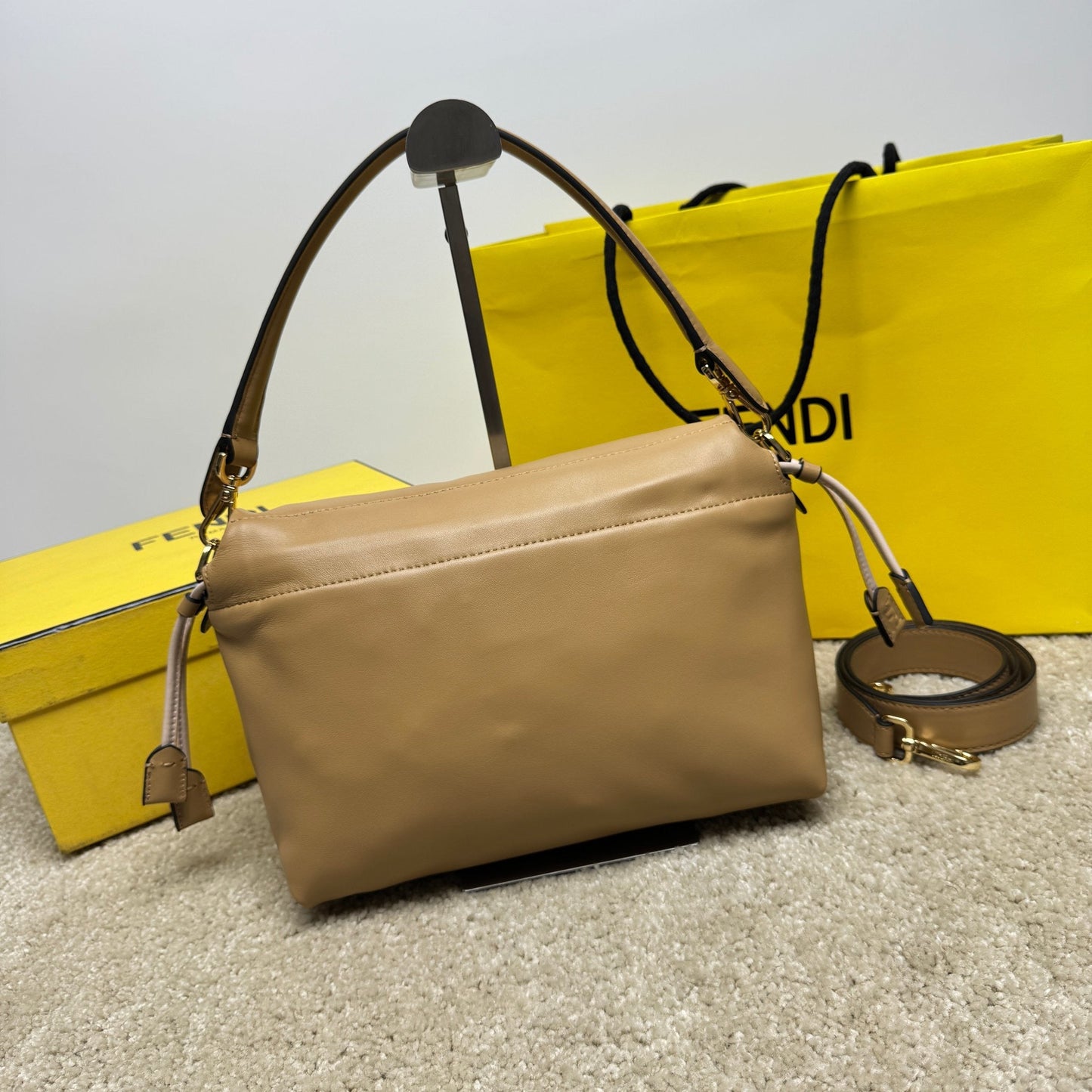 Mamma Baguette Medium Bag 26.5cm Light Brown Lambskin Gold Hardware
