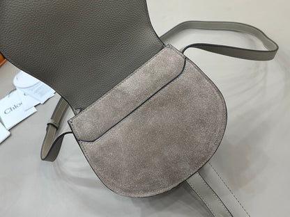 Chloe Small Marcie Saddle Bag Grey Suede 281224
