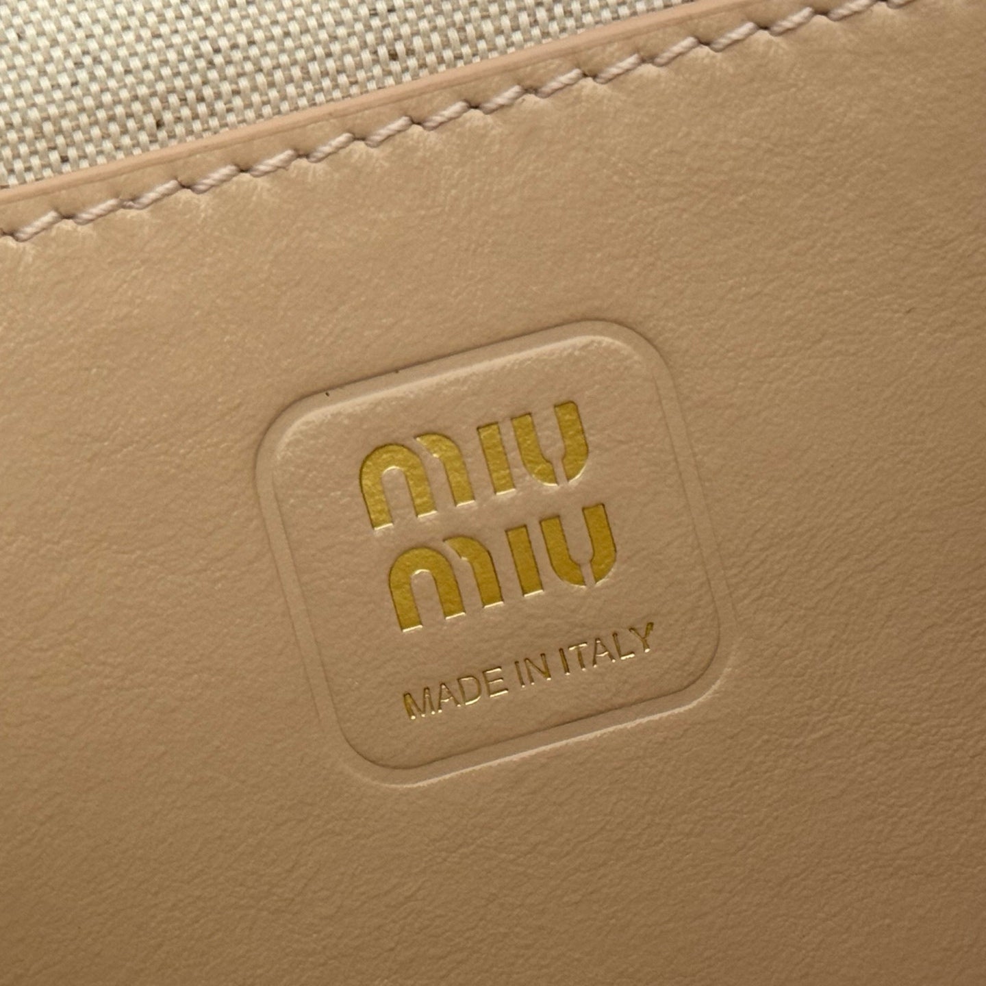 Miu IVY Handbag Light Beige Leather 280984
