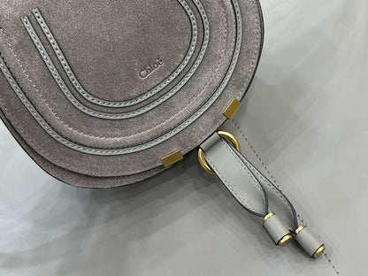 Chloe Small Marcie Saddle Bag Grey Suede 281224