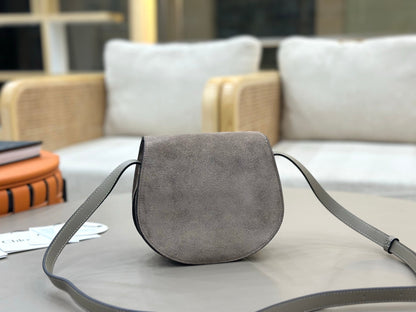 Chloe Small Marcie Saddle Bag Grey Suede 281224