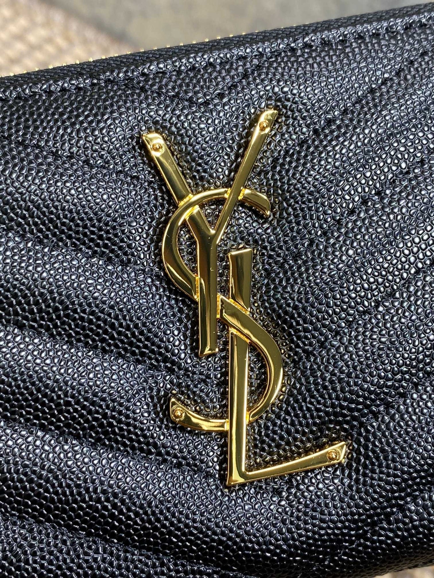 YSL Zippy Long Wallet Black Caviar Cowhide GHW