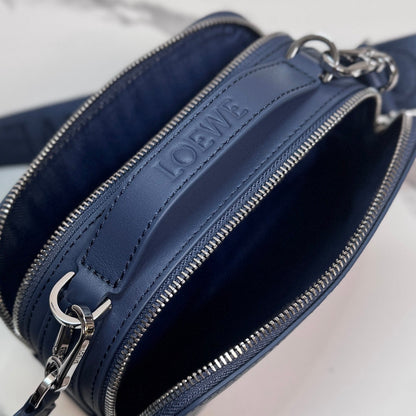 Loewe Mini Crossbody Camera Bag Navy Blue Calfskin