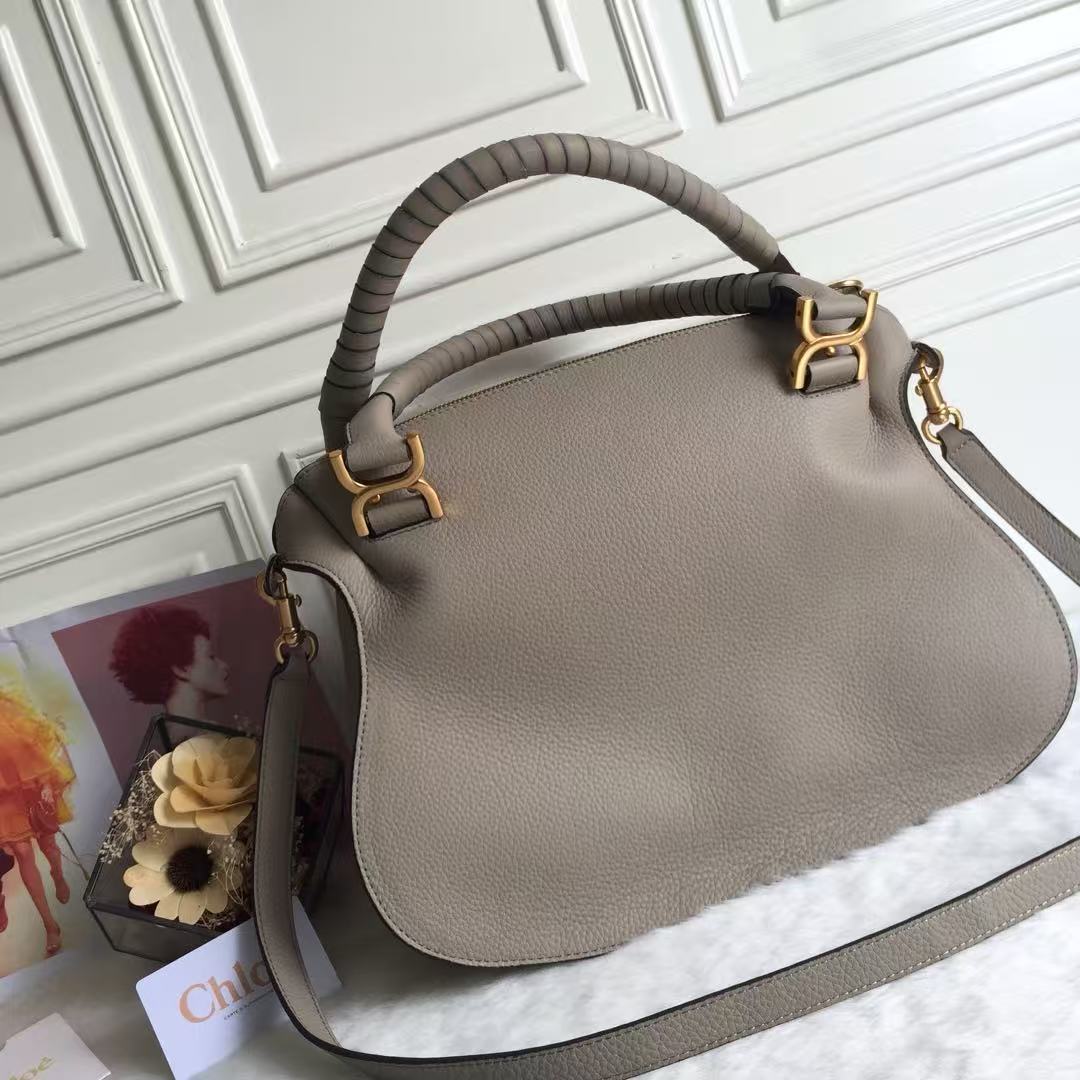 Chloe Marcie Bag Taupe Grained Leather