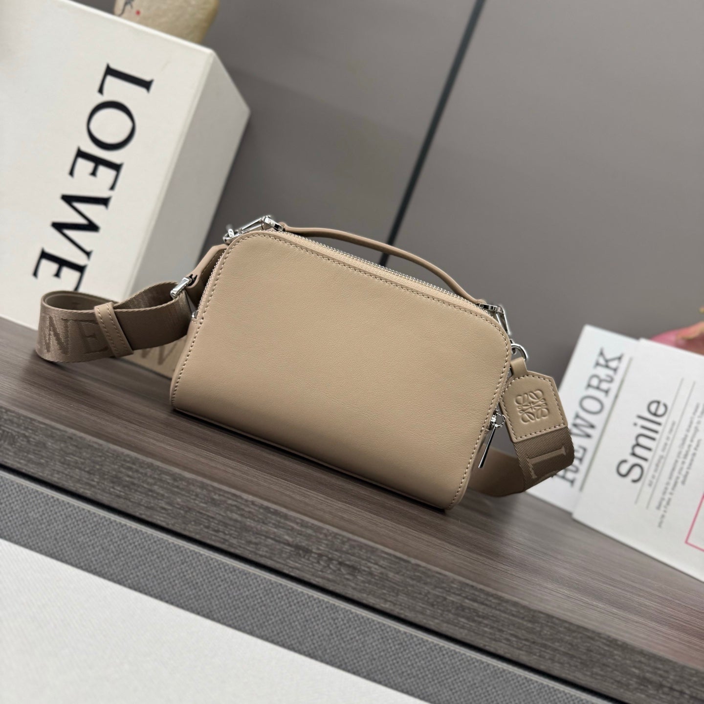Loewe Mini Crossbody Camera Bag Light Taupe Calfskin
