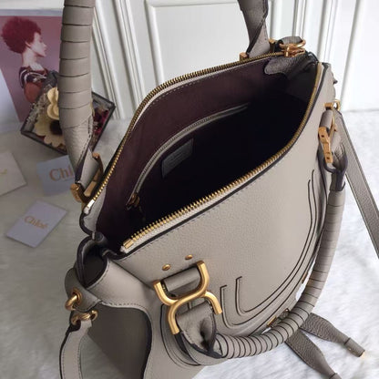 Chloe Marcie Bag Taupe Grained Leather