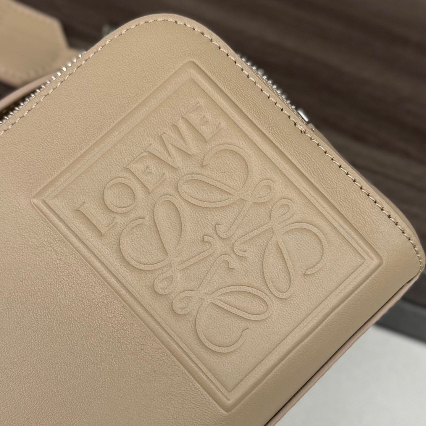 Loewe Mini Crossbody Camera Bag Light Taupe Calfskin