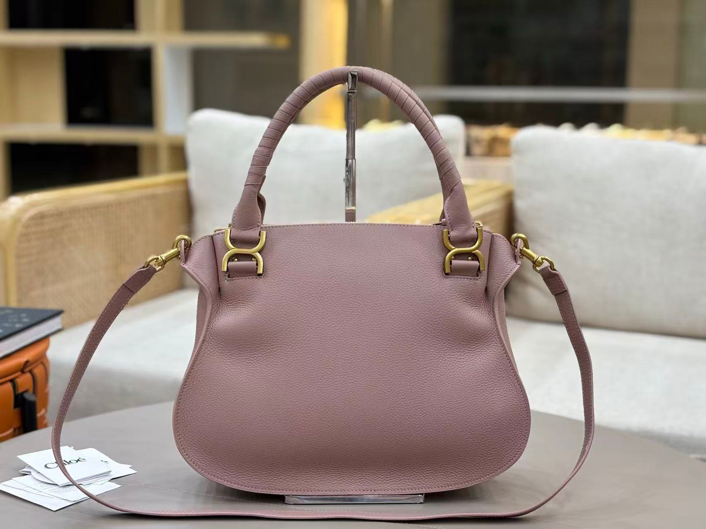 Chloe Marcie Bag Muted Pink Grain Leather